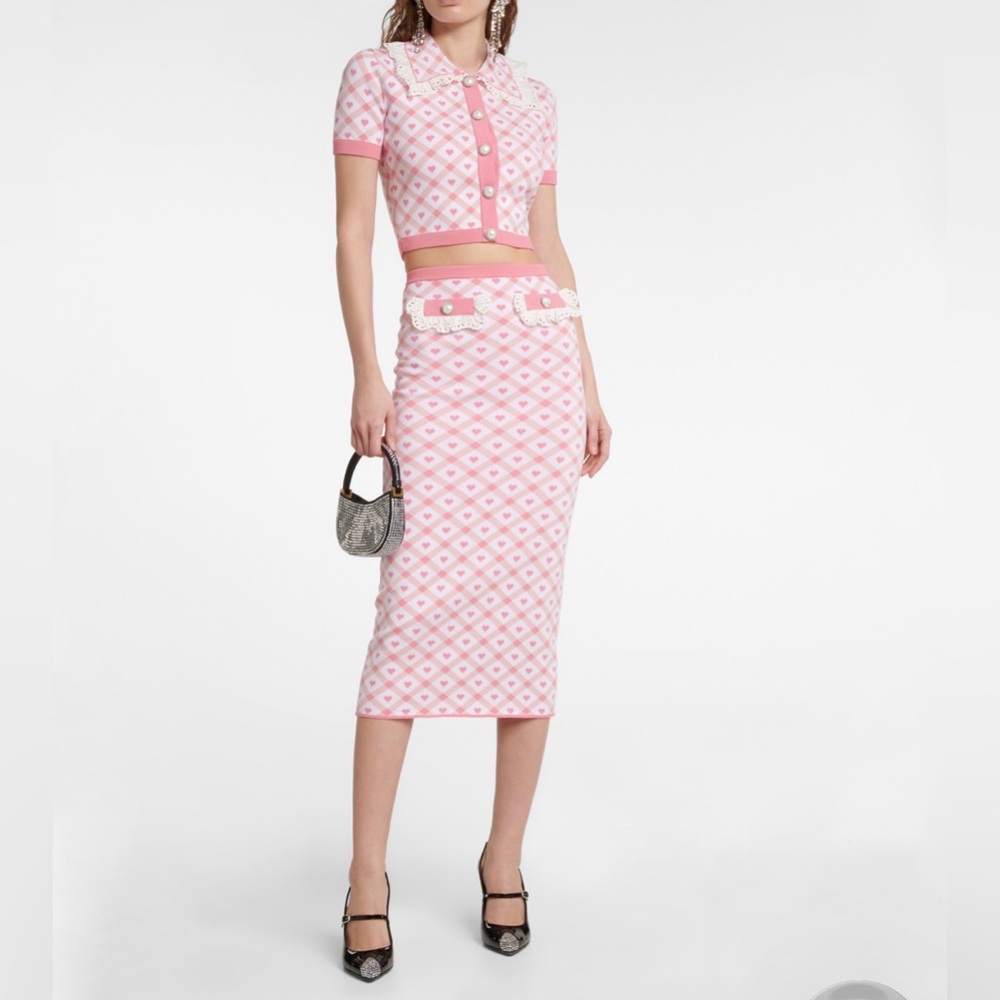 Alessandra Rich RARE pink heart coord Barbiecore set 38 40 2 4